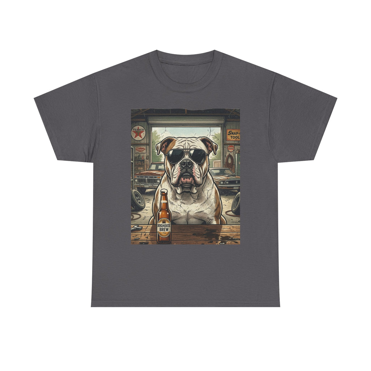 Bulldog Bar Scene T‑Shirt – Cute Bulldog with Beer Graphic Tee