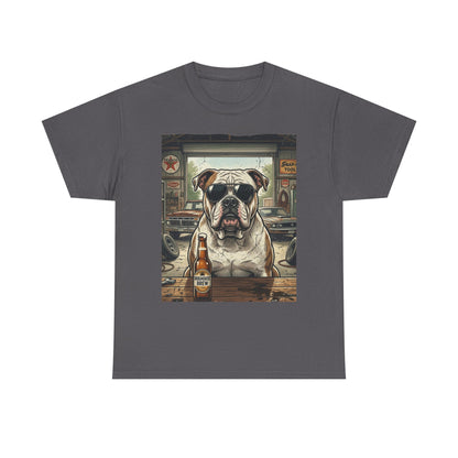 Bulldog Bar Scene T‑Shirt – Cute Bulldog with Beer Graphic Tee