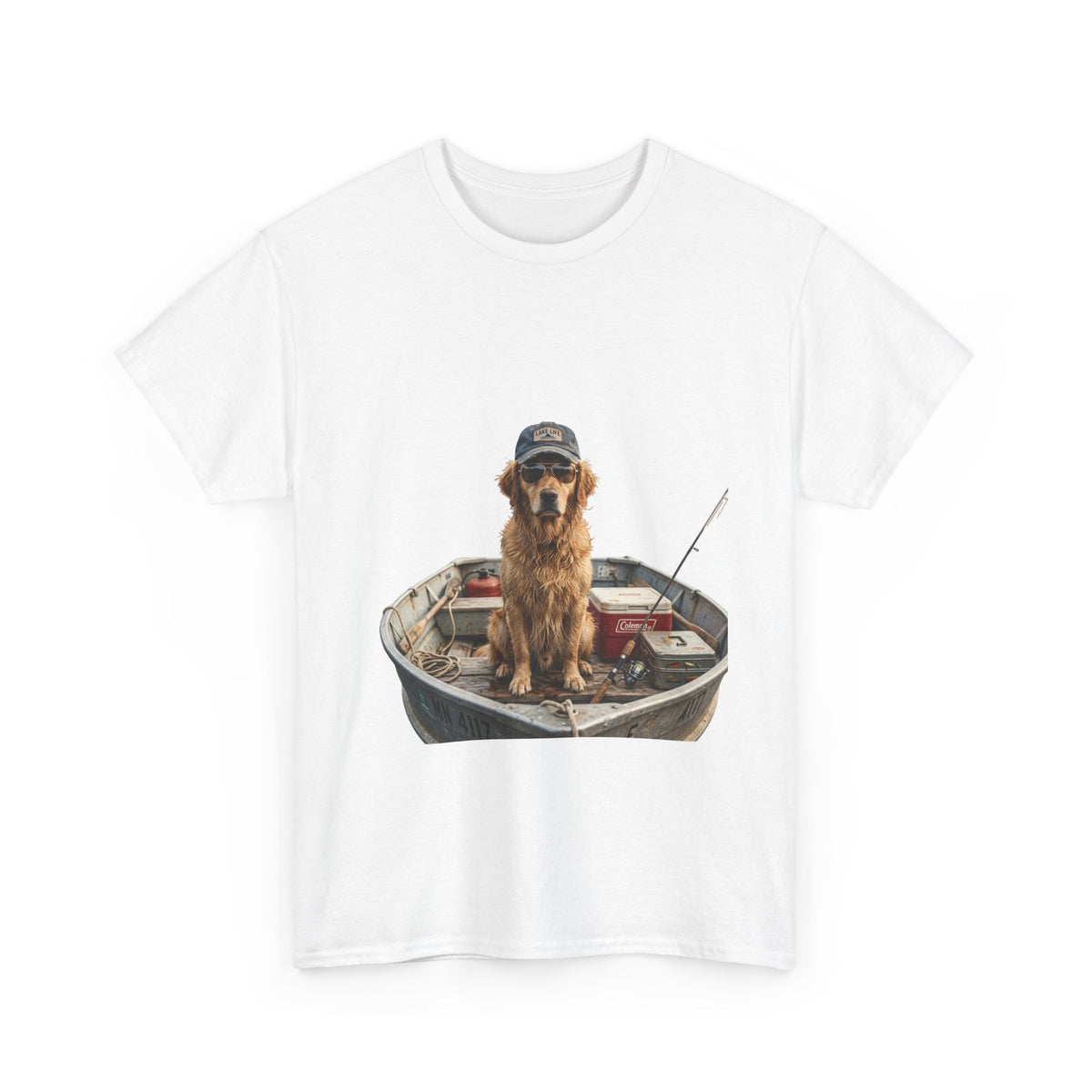 Fishing Dog T‑Shirt — Golden Retriever in Boat Graphic Tee