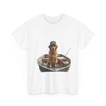 Fishing Dog T‑Shirt — Golden Retriever in Boat Graphic Tee