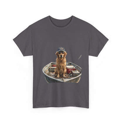 Fishing Dog T‑Shirt — Golden Retriever in Boat Graphic Tee
