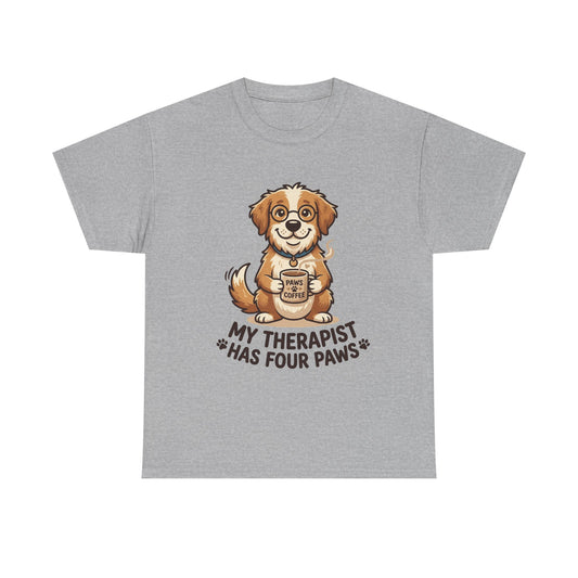 Dog Therapist T‑Shirt — "My Therapist Has Four Paws" Cute Puppy Tee