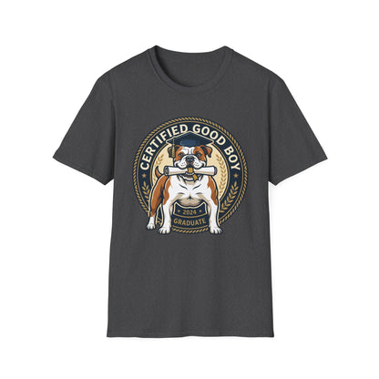 Certified Good Boy T-Shirt — Cute Bulldog Dog Lover Tee