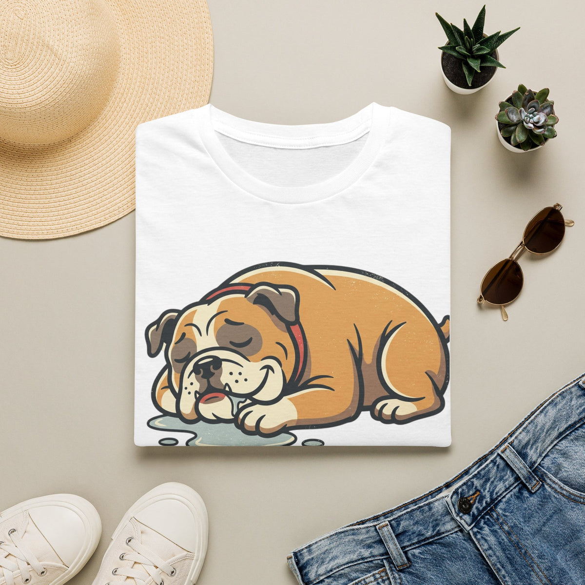 Bulldog Nap T-Shirt — "I Came. I Drooled. I Napped." Cute Sleeping Dog Tee