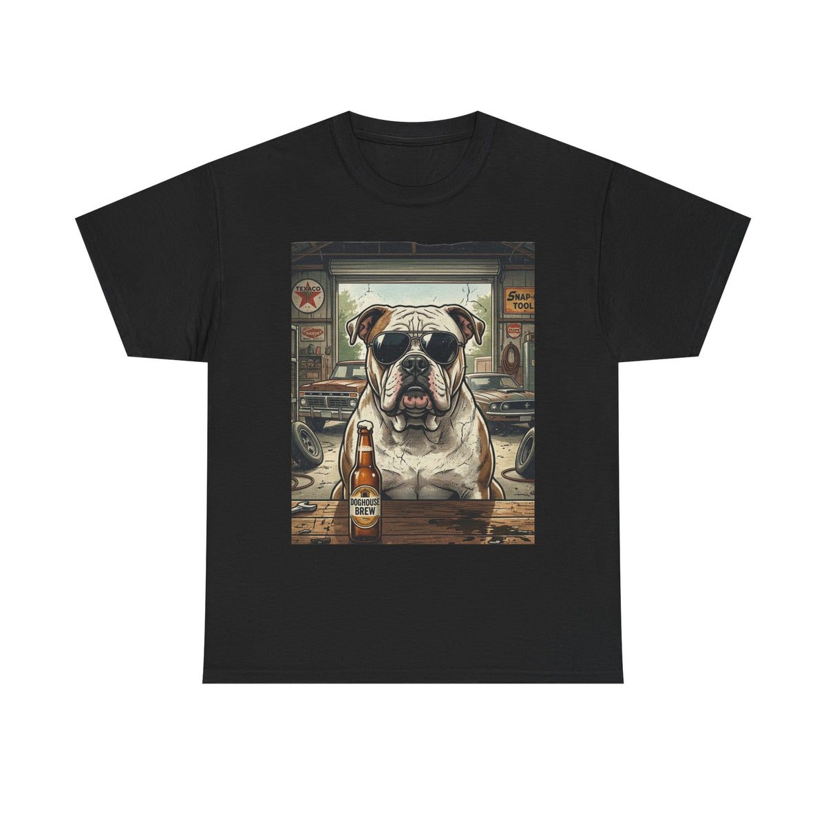 Bulldog Bar Scene T‑Shirt – Cute Bulldog with Beer Graphic Tee
