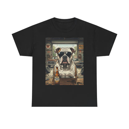 Bulldog Bar Scene T‑Shirt – Cute Bulldog with Beer Graphic Tee