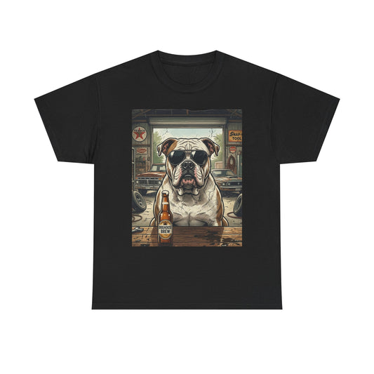 Bulldog Bar Scene T‑Shirt – Cute Bulldog with Beer Graphic Tee