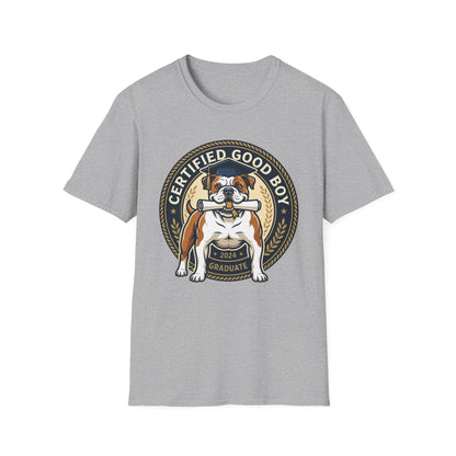 Certified Good Boy T-Shirt — Cute Bulldog Dog Lover Tee