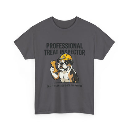 Professional Treat Inspector Dog T‑Shirt — Cute Bulldog Snack Inspector Tee