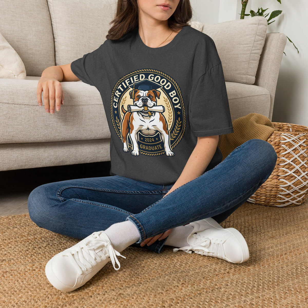 Certified Good Boy T-Shirt — Cute Bulldog Dog Lover Tee