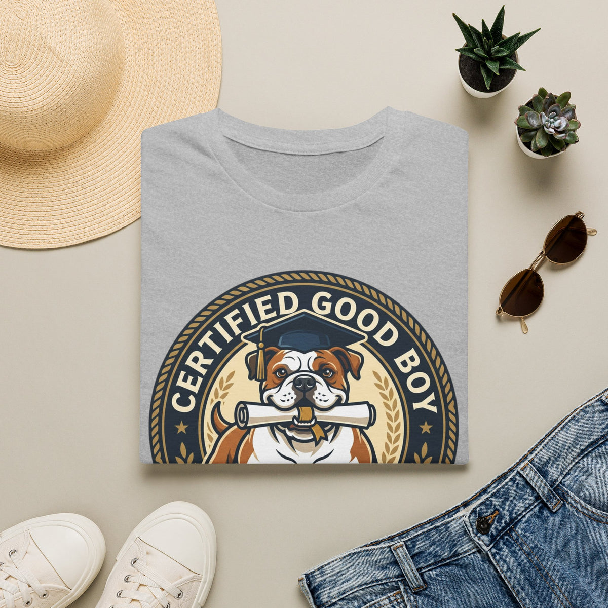Certified Good Boy T-Shirt — Cute Bulldog Dog Lover Tee