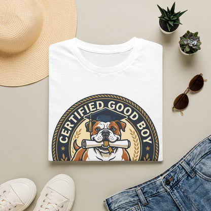 Certified Good Boy T-Shirt — Cute Bulldog Dog Lover Tee