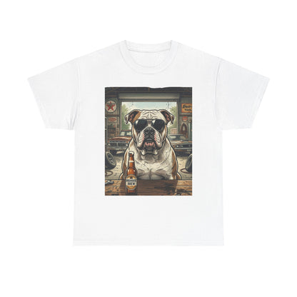 Bulldog Bar Scene T‑Shirt – Cute Bulldog with Beer Graphic Tee