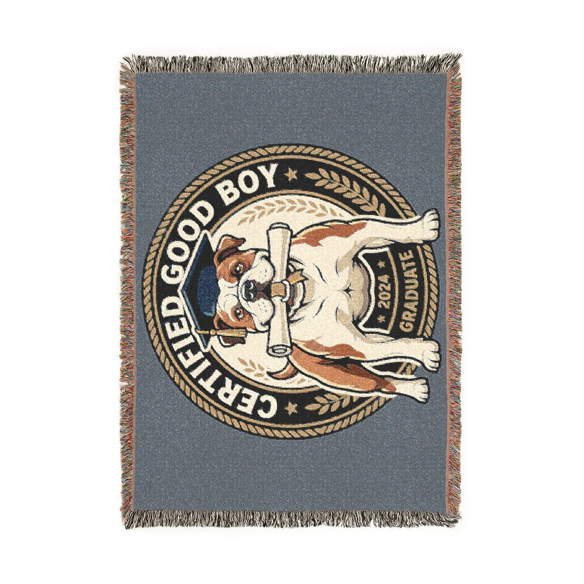 Certified Good Boy Bulldog Woven Blanket – Dog Lover Throw
