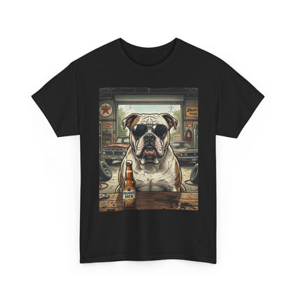 Bulldog Bar Scene T‑Shirt – Cute Bulldog with Beer Graphic Tee