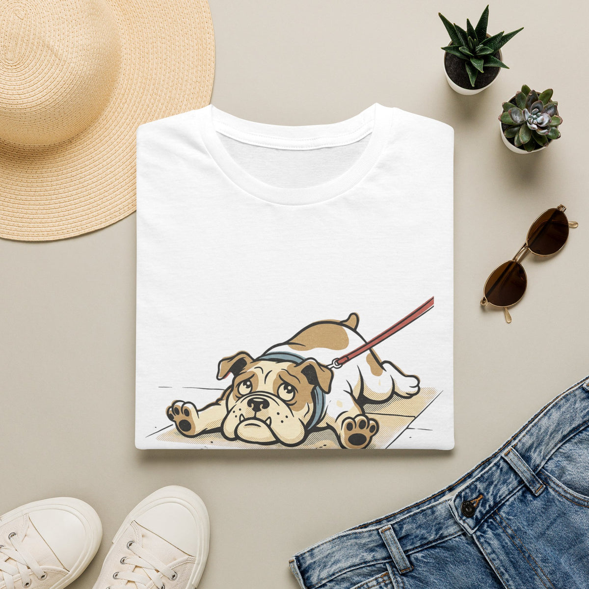 Bulldog T-Shirt — “Running Late… Blame The Dog” Funny Pet Lover Tee