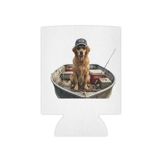 Can Cooler - Retro Dog Boating Scene Can Cooler