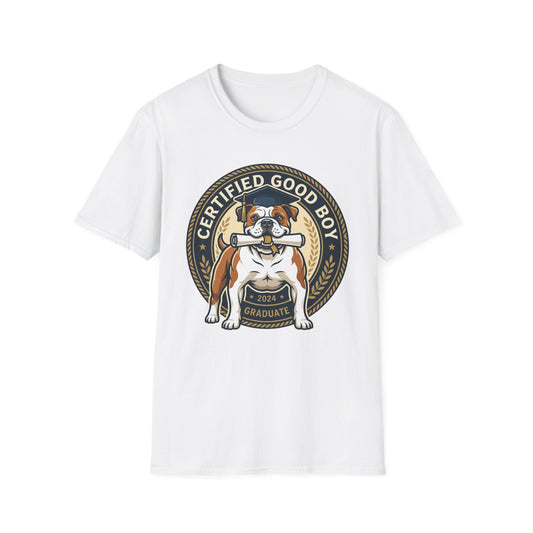 Certified Good Boy T-Shirt — Cute Bulldog Dog Lover Tee