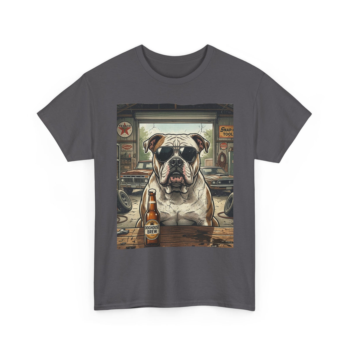 Bulldog Bar Scene T‑Shirt – Cute Bulldog with Beer Graphic Tee