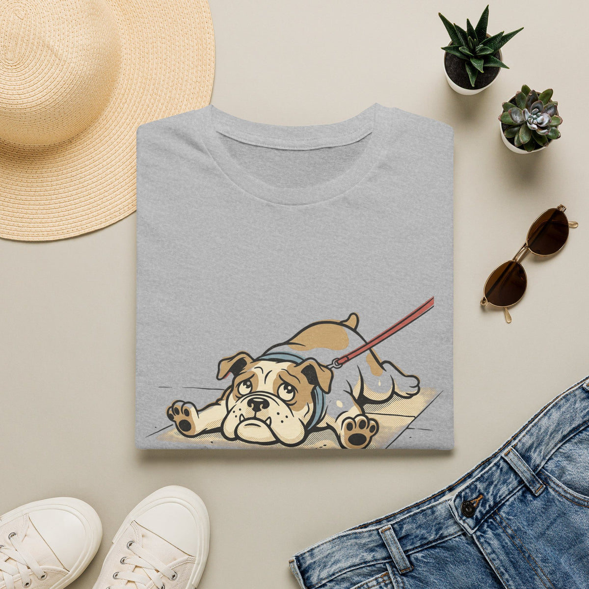 Bulldog T-Shirt — “Running Late… Blame The Dog” Funny Pet Lover Tee