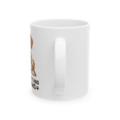 Dog Lover Ceramic Mug - "My Therapist Has Four Paws" Cute Puppy Coffee Cup (11oz & 15oz)
