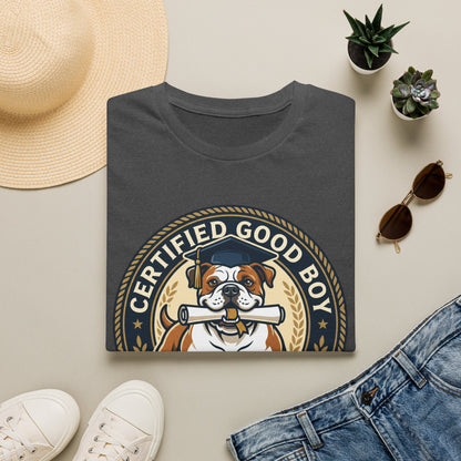 Certified Good Boy T-Shirt — Cute Bulldog Dog Lover Tee