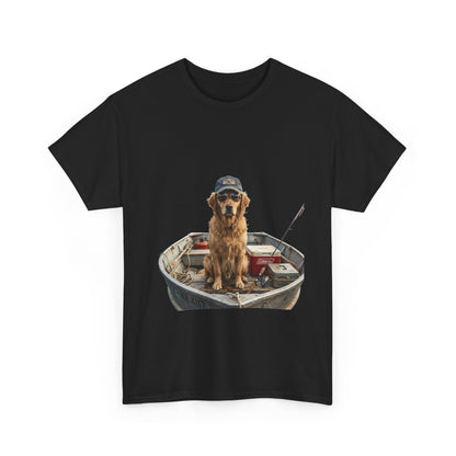 Fishing Dog T‑Shirt — Golden Retriever in Boat Graphic Tee