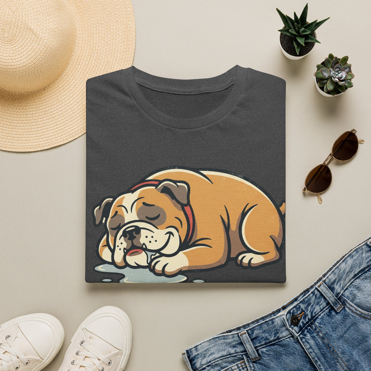 Bulldog Nap T-Shirt — "I Came. I Drooled. I Napped." Cute Sleeping Dog Tee